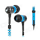 KingTime KT-11Bzip Noise-isolation Stylish In-Ear Earphones - Blue + Black (3.5mm Plug / 120cm)