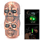 Dual-Skull Shaped Windproof Copper Alloy Butane Gas Green Flame Lighter w/ Light + Sound - Bronze