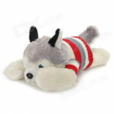 Cute Husky Grovel Dog Soft Plush Toy w/ Knitting Sweater - White + Grey