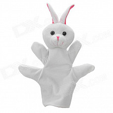 Cute Rabbit Animal Shaped Soft Cloth Hand Puppet - White + Pink