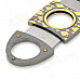 Double Blades Stainless Steel Pocket Cigar Cutter Knife - Black + Golden