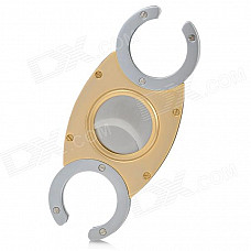 Double Blades Stainless Steel Pocket Cigar Cutter Knife - Silver + Golden