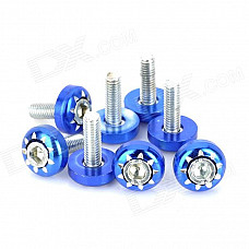 Aluminum Alloy DIY 6mm Cool Motorcycle Mounting Screws - Blue + Silver (8 PCS)