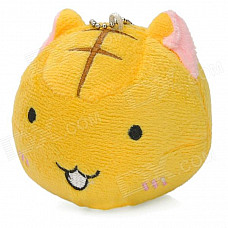 Cute Footless Cat Figure Doll Plush Cell Phone Strap - Yellow