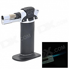 20# Stainless Steel Windproof Gas Blue / Yellow Flame Jet Lighter - Silver + Black