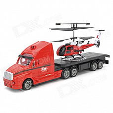 WJ-112601 2-in-1 Rechargeable 3.5-CH R/C i-Helicopter w/ 4-CH i-Truck Set - Red