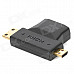 WING-TURN WT-0284-HPCPD-F HDMI Female to Mini HDMI Male / Micro HDMI Male Adapter - Black + Golden