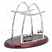 H51S Newton's Cradle Balance Balls Science Pendulum Desktop Toy - Red Brown + Silver