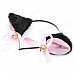 Sexy 4-in-1 Cat Palm Gloves + Hair Clip + Cat Tail + Butterfly Tie for Cosplay - Black + Pink