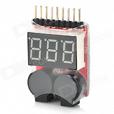 2-in-1 1~8S Lipo Battery Low Voltage Buzzer Alarm for RC Helicopter - White + Black