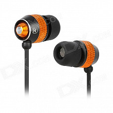 D9 Aluminum Alloy Housing In-Ear Earphones - Black + Orange (3.5mm Plug / 125cm-Cable)