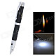 3-in-1 Fountain Pen w/ Butane Lighter + White Illuminating Light - Black + Silver (3 x AG4)