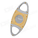 Dual Blades Stainless Steel Pull Type Pocket Cigar Cutter Knife - Golden + Silver