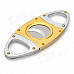 Dual Blades Stainless Steel Pull Type Pocket Cigar Cutter Knife - Golden + Silver