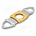 Dual Blades Stainless Steel Pull Type Pocket Cigar Cutter Knife - Golden + Silver