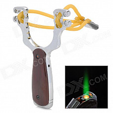 2-in-1 Slingshot Launcher w/ Cigarette Lighter & 5 Metal Balls - Brown + Silver