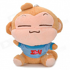 Cute YoCi Monkey Plush Doll Toy w/ Suction Cup - Boy Style (Brown + Blue)