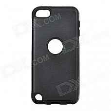 Simple Protective Aluminum Alloy + Silicone Back Case for Ipod Touch 5 - Black