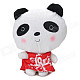 Cute Red Dress Panda Short Plush + PP Cotton Car Decoration Doll w/ Suction Cup - White