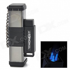 3-Flame Jet Torch Butane Lighter - Black + Silver