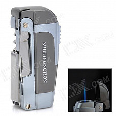 MHQ003 Multifunction Wine / Beer Opener + Knife + Windproof Butane Lighter - Silver + Dark Grey