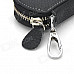 608 Genuine Leather Key Case Holder w/ Zipper - Black (5~6 Keys)