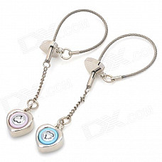 Cute Heart Shape Voice I LOVE YOU Keychain for Couples - Silver (2 PCS)