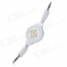 Retractable 3.5mm Male to Male Audio Cable - White (70cm)