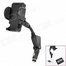 Dual-USB Car Charger + Cell Phone Holder for Iphone / Blackberry / HTC / Samsung / Nokia / Motorola