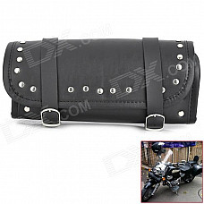 Studded Artificial Leather Tool Bag for Motorcycle - Black