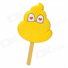 DB02 Cute Red Heart Eyes Excrement Cartoon Role Popsicle Style Doll Toy - Yellow