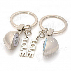 Zinc Alloy Half Heart Style Keychain w/ "I Love You" Sound Effect for Lovers - Silver