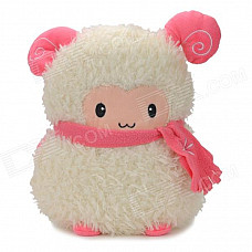 Cute Short Plush Little Sheep Doll Toy - White + Pink