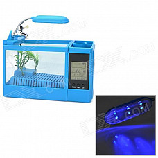 ZEA-SH 2.1" LCD AC Powered Fish Tank Aquarium w/ 6-LED Blue Light - Blue (220V / 2-Flat-Pin Plug)