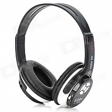 WS-2000 Rechargeable Wireless Headphones w/ TF Card Slot / FM Radio - Black + White