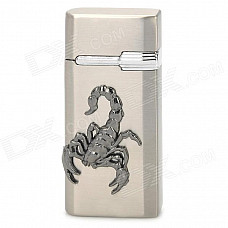 Scorpion Pattern Windproof Zinc Alloy Butane Lighter - Silver