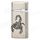 Scorpion Pattern Windproof Zinc Alloy Butane Lighter - Silver