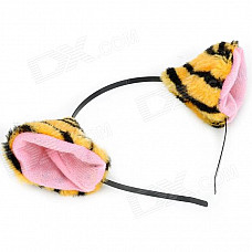 Cute Cosplay Costume Party Holiday Tiger Ears Headband - Yellow + Black + Pink