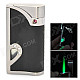 Windproof Green Flame LED Backlight Stainless Steel Butane Jet Torch Lighter - Black + Silver