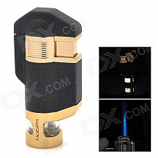 BN617 Windproof Butane Jet Lighter w/ White LED Backlight - Black + Golden (3 x LR621)