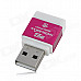 SY-M83 High Speed USB 2.0 M2 / TF Card Reader - Deep Pink + White