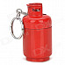 D001 Cool Gas Jar Shape Butane Yellow Flame Lighter w/ Keychain - Red