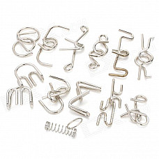 12-in-1 Intelligence Training Puzzle Rings Buckles Set - Silver