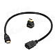 HDMI V1.3 Male to Female Connection Cable w/ Angle HDMI Adapter - Black (53cm)