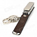 HONEST Genuine Leather + Stainless Steel Butane Lighter w/ Knife / Keychain - Brown + Silver