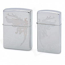 JINJIAN 4933 Aluminum Alloy Kerosene Windproof Lighters - Silver (Pair)