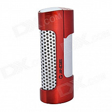 Fashion Stainless Steel Windproof Butane Gas Lighter - Red + Black