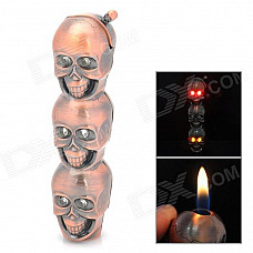 K002 Skull Shaped Copper Aluminum Alloy Butane Lighter - Copper