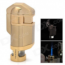 BN617 Windproof Stainless Steel Butane Jet Torch Lighter - Golden (3 x LR621)