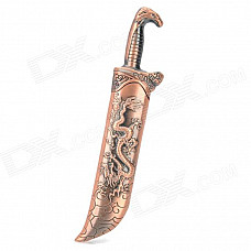 309 Dragon Pattern Curved Sword Style Windproof Butane Jet Torch Lighter - Copper